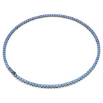 Matrix Tennis necklace Round cut, Blue, Ruthenium plated